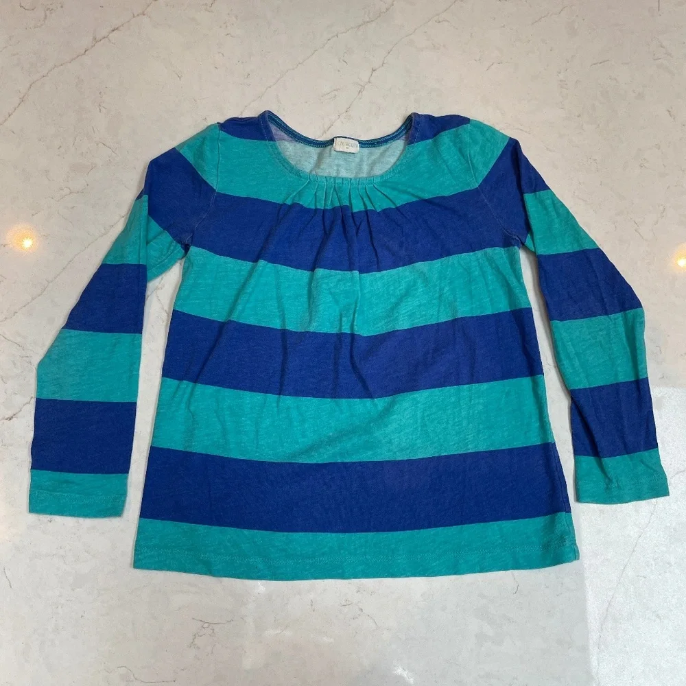 Teal and blue striped Crewcuts long sleeve top size6? (measurements in photos)